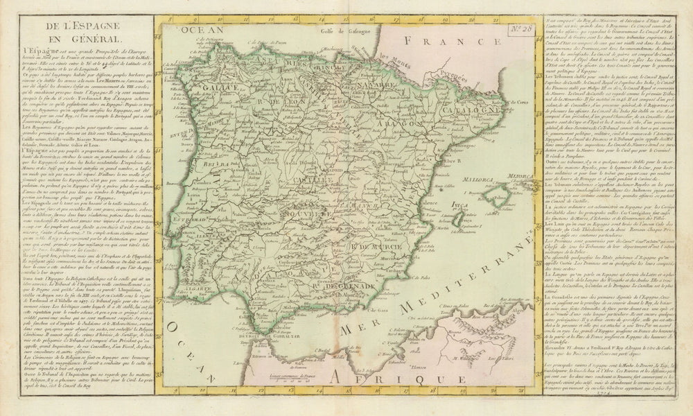 'De L'Espagne en General' by J-B.L. Clouet. Iberia Spain Portugal c1787 map