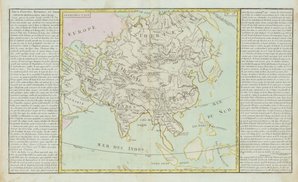 'Lacs, Fleuves, Rivieres &… Montagnes de L'Asie'. CLOUET. Asia 1780 old map