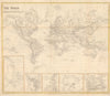 'World on Mercator's Projection'. HALL. Singapore town/island inset 1841 map
