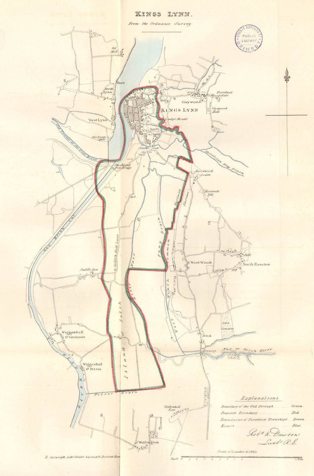 KINGS LYNN borough/town plan. REFORM ACT. Norfolk. DAWSON 1832 old antique map