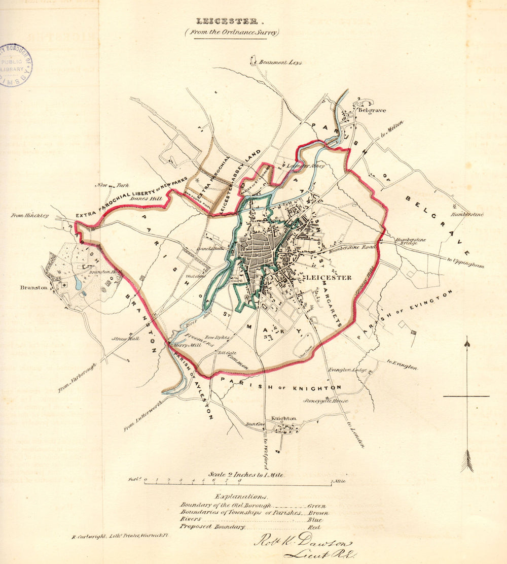 LEICESTER borough/town/city plan. REFORM ACT. Leicestershire. DAWSON 1832 map