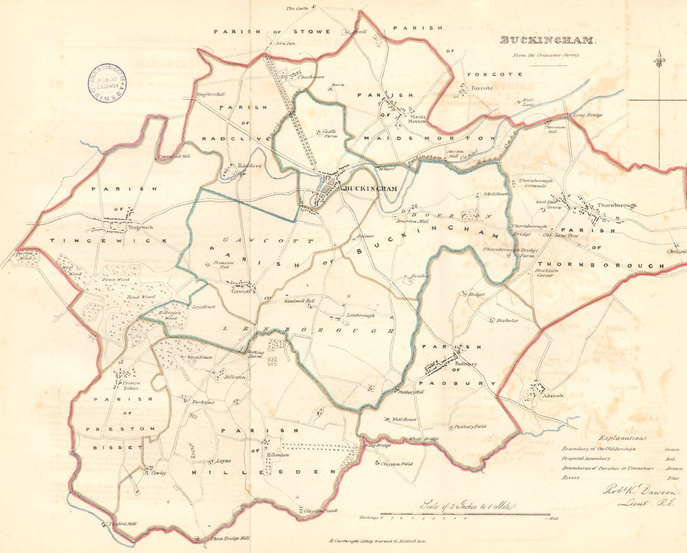 BUCKINGHAM borough/town plan. REFORM ACT. Buckinghamshire. DAWSON 1832 old map