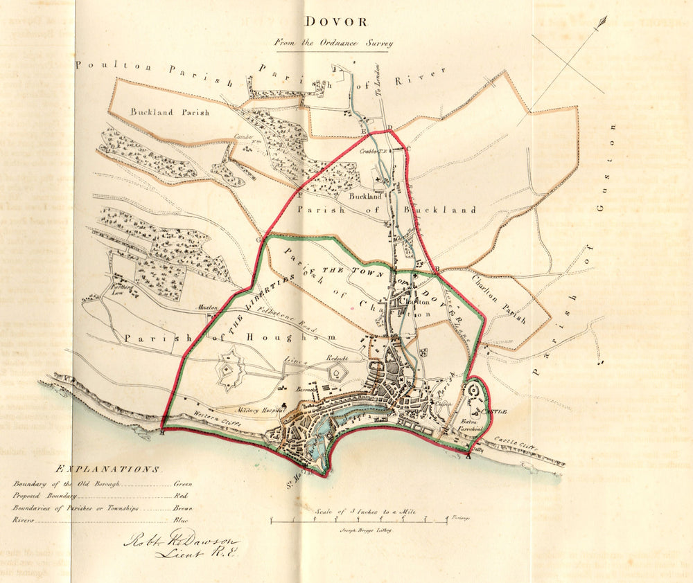 DOVER town/borough plan for the REFORM ACT. Kent. DAWSON 1832 old antique map