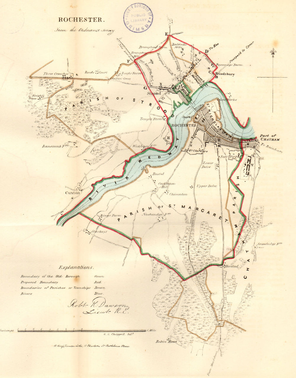 ROCHESTER town/borough plan. REFORM ACT. Strood Chatham. Kent. DAWSON 1832 map