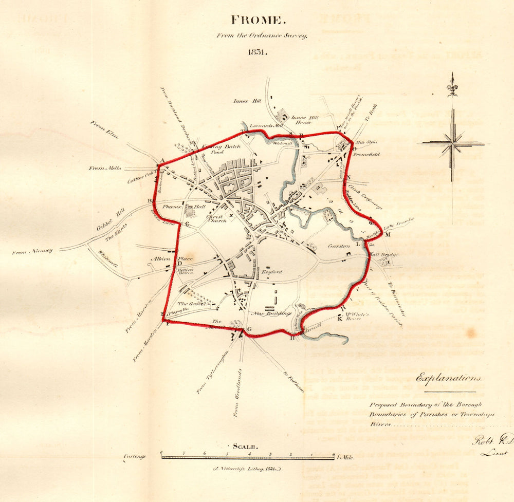 FROME town/borough plan for the REFORM ACT. Somerset. DAWSON 1832 old map