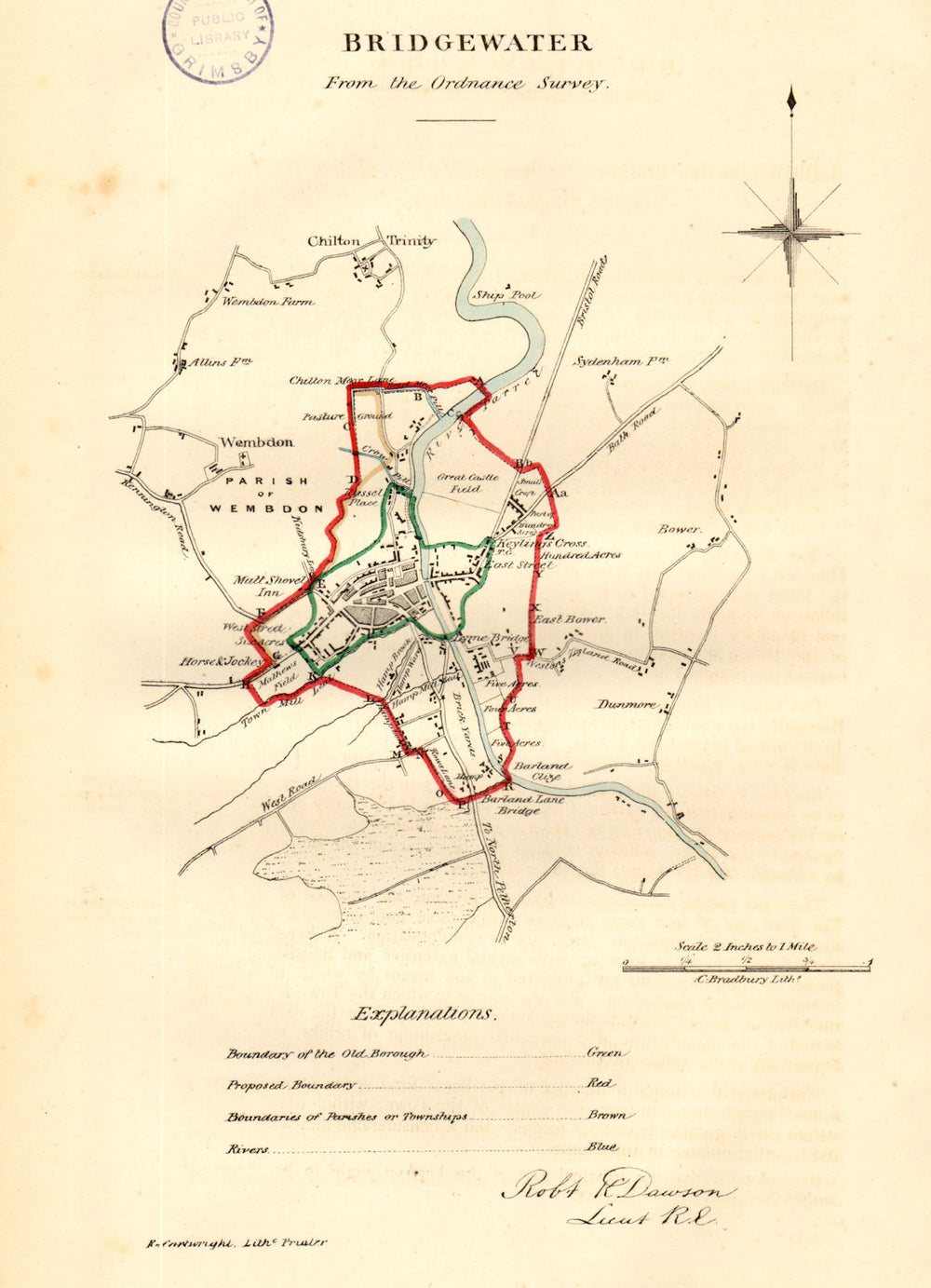 BRIDGWATER town/borough plan. REFORM ACT. Wembdon. Somerset. DAWSON 1832 map