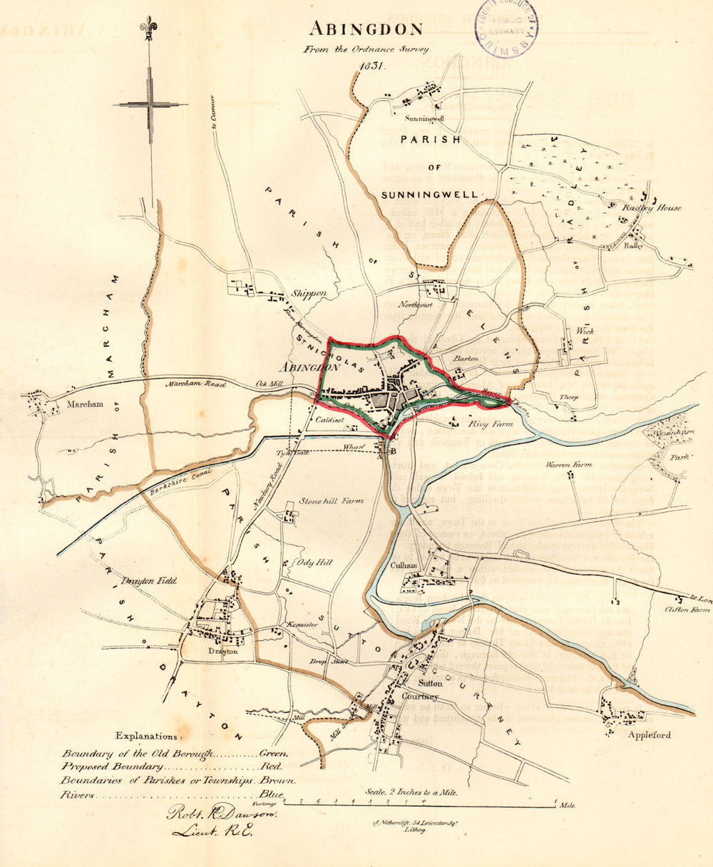 ABINGDON borough/town plan. REFORM ACT. Drayton Oxfordshire. DAWSON 1832 map