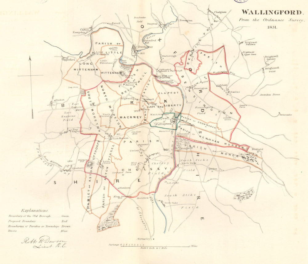WALLINGFORD borough plan. REFORM ACT. Dorchester-on-Thames Oxon. DAWSON 1832 map