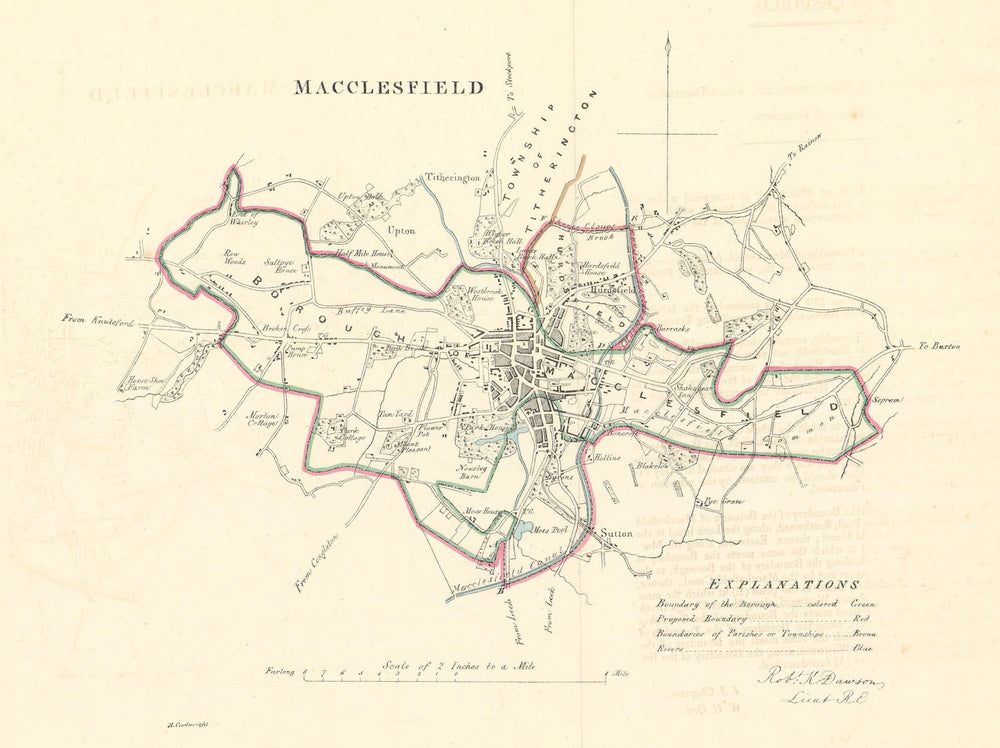 MACCLESFIELD borough/town plan. REFORM ACT. Cheshire. DAWSON 1832 old map