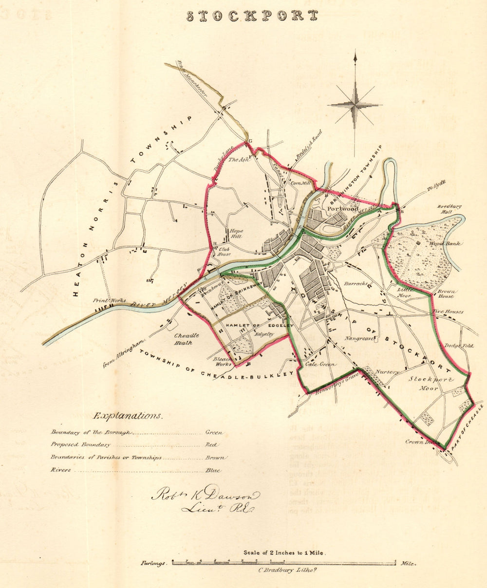 STOCKPORT borough/town plan. REFORM ACT. Cheshire. DAWSON 1832 old antique map