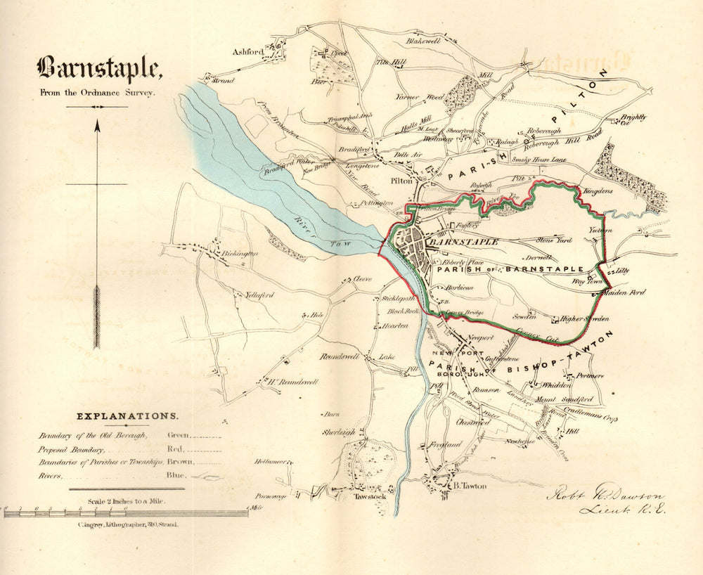BARNSTAPLE borough/town plan. REFORM ACT. Devon. DAWSON 1832 old antique map