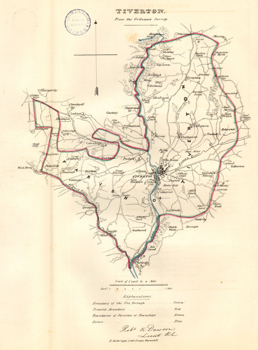 TIVERTON borough/town plan. REFORM ACT. Devon. DAWSON 1832 old antique map