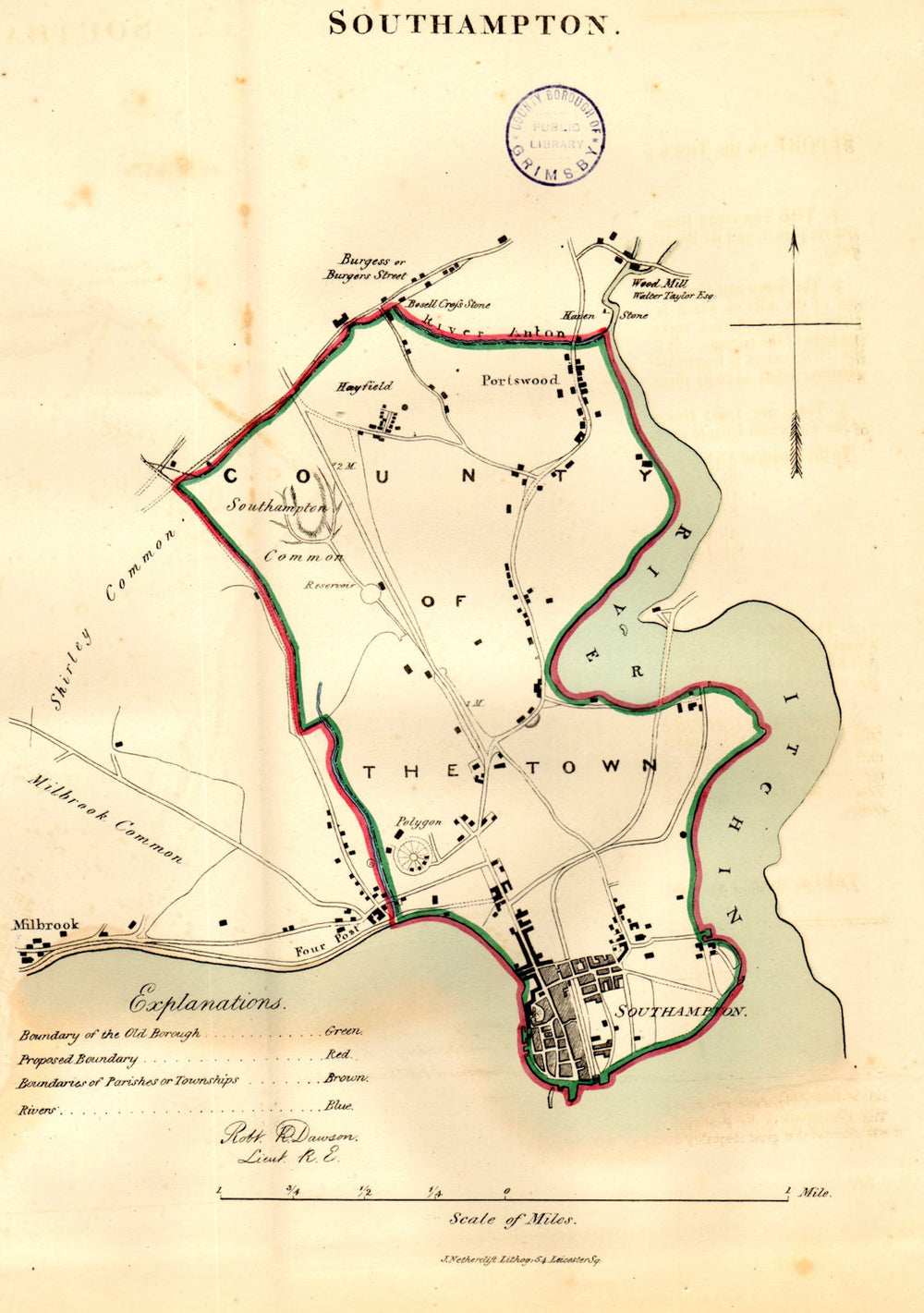 SOUTHAMPTON town/borough/city plan. REFORM ACT. Portswood. DAWSON 1832 old map