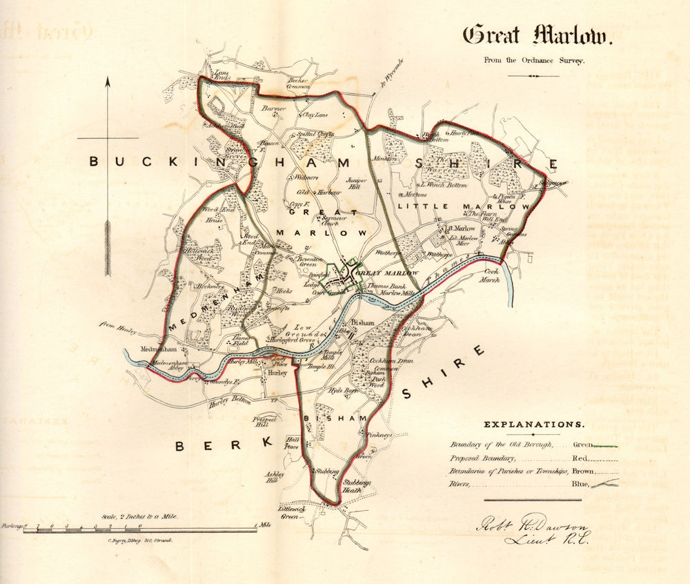GREAT MARLOW borough/town plan. REFORM ACT. Buckinghamshire. DAWSON 1832 map