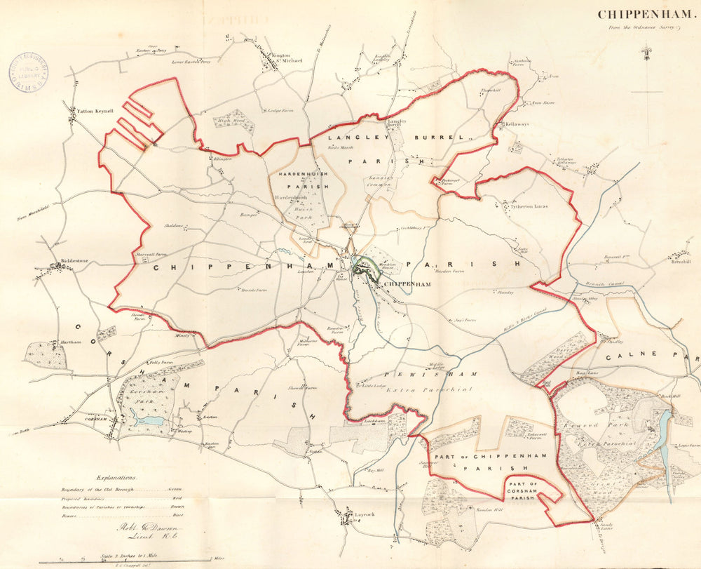CHIPPENHAM town/borough plan. REFORM ACT. Corsham. Wiltshire. DAWSON 1832 map