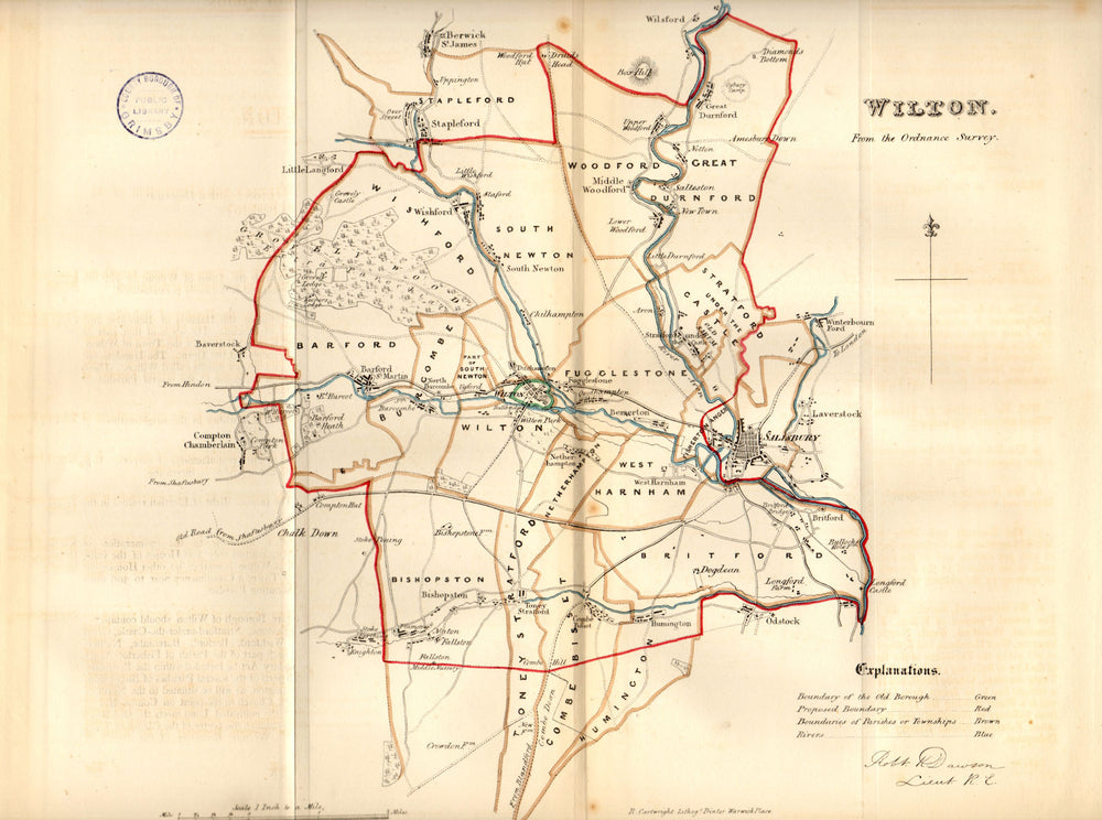 WILTON borough/ town plan. REFORM ACT. Salisbury. Wiltshire. DAWSON 1832 map