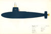 Skipjack (1958). American nuclear submarine. Hugh Evelyn 1970 old print