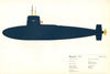 Skipjack (1958). American nuclear submarine. Hugh Evelyn 1970 old print