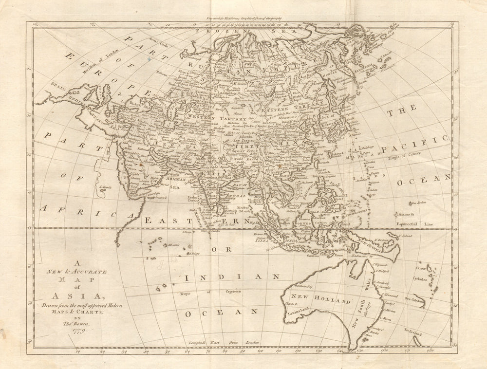 "A new & accurate map of Asia" by T. Bowen. Lost Philippine San Juan island 1779