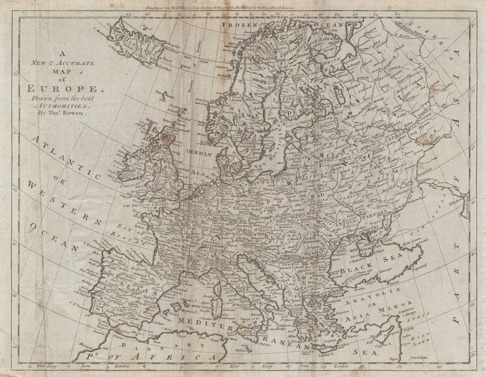 A new & accurate map of Europe drawn from the best authorities. BOWEN 1789