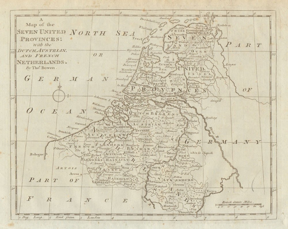 The Seven United Provinces… Dutch, Austrian & French Netherlands. BOWEN 1789 map