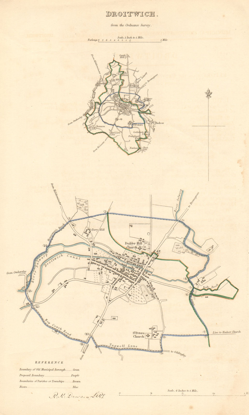 DROITWICH borough/town plan. BOUNDARY REVIEW. Worcestershire. DAWSON ...