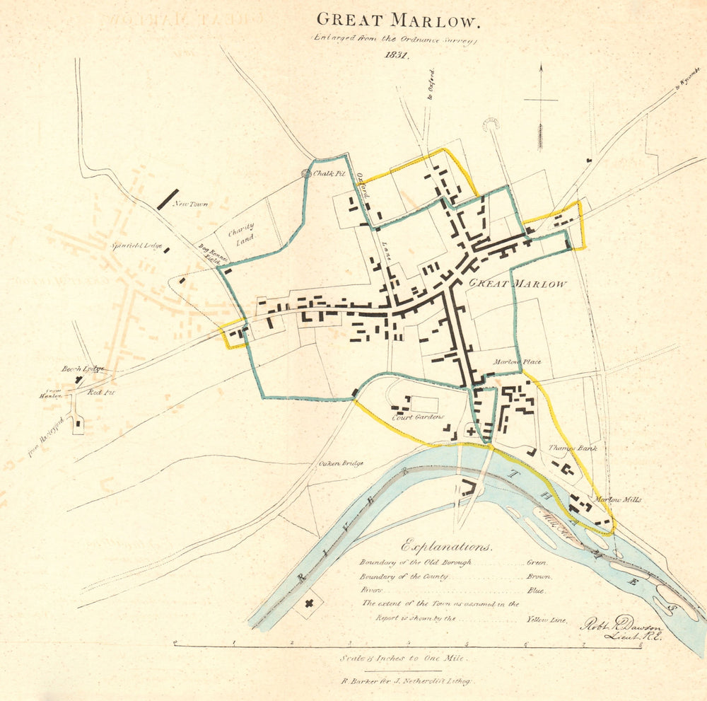GREAT MARLOW borough/town plan. REFORM ACT. Buckinghamshire. DAWSON 1832 map