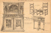 V & A Museum. 17C English furniture. Oak chair sideboard walnut desk stand 1898