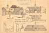 Stable, entrance elevation to yard & stable. Plans 1899 old antique print