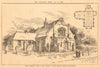 New Baptist Church & School, Acton Bridge, near Northwich. Cheshire 1899 print