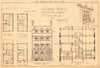 A small town house by Dreyfus. Basement plan & front view 1900 old print