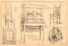 Furniture. Cabinet chair gilt frame Kelmscott Chaucer cabinet door knocker 1900