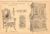 Wallace Collection furniture. Carved Italian chair & cabinet 1900 old print