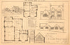 A village Public Library by Pat. Elevation & plan 1900 old antique print