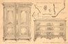 18th century French furniture. Oak wardrobe Louis XV chest of drawers 1900