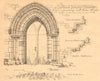 Cartmel Priory Church. Doorway in N. Aisle of nave. Cumbria 1901 old print
