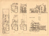 Design for an artist's town house by Momus. Floorplans & elevations 1902 print