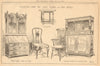 Furniture. Oak table Queen Anne bureau chair Jacobean buffet high chair 1904
