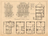 Design for tea shop & offices. Elevations & plans 1905 old antique print