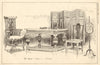 Two chairs a table & Screen 1906 old antique vintage print picture
