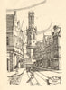 Rue Flamande, Bruges. Arnold S. Constable. Belgium 1907 antique print