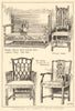 17C 18C furniture. Monks bench hinged back table. Chippendale chair 1907 print
