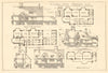 Design for a country vicarage by Rookey. Elevations, section, plans 1907 print