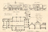 Design for a Parish Hall & boys club by Tees. Plans, elevations, section 1908