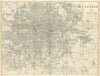 London in 1897 with street improvements since 1855. 80x105 cm. Edwards 1898 map
