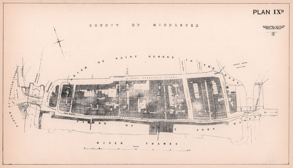 1872 Wapping High Street widening. Great Hermitage Street/Wall 1898 old map