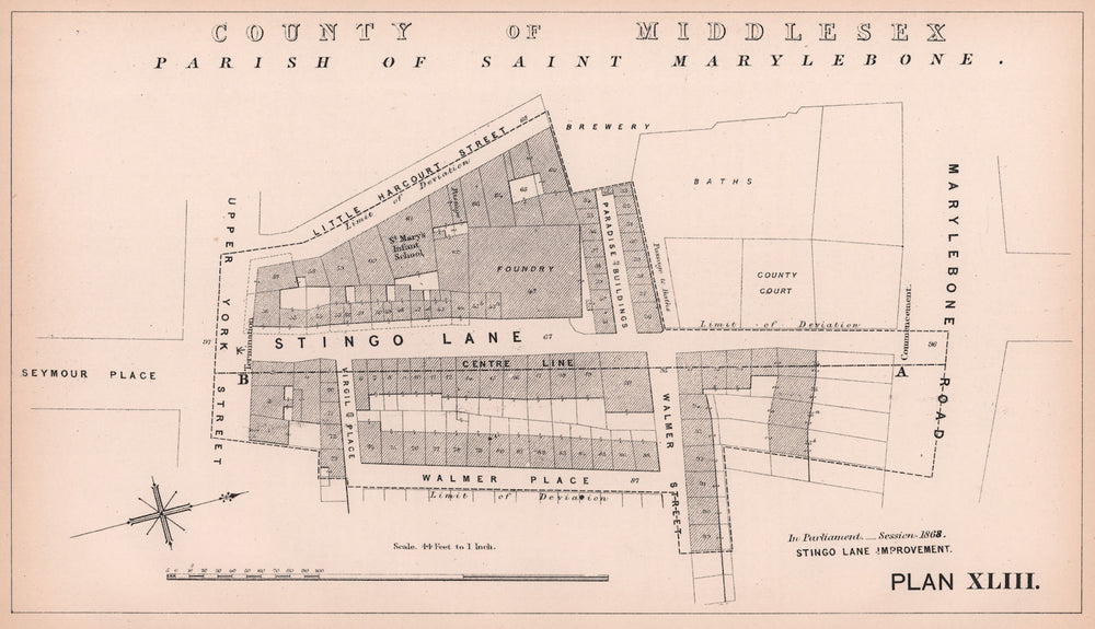 1868 Seymour Place extension to Marylebone Road. Was Stingo Lane 1898 old map