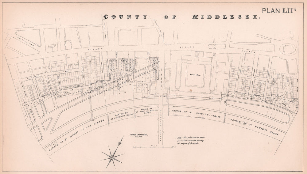 1869 Victoria Embankment plan. Charing Cross - Temple. Strand 1898 old map