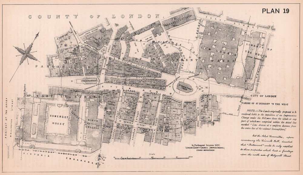 1897 Strand pre-Aldwych development. Holywell & Wych Street. Old London 1898 map