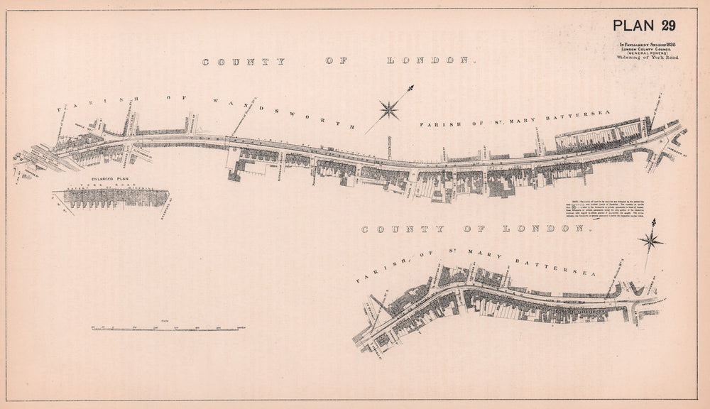 1898 York Road Battersea widening. Wandsworth Town to Falcon Road 1898 old map